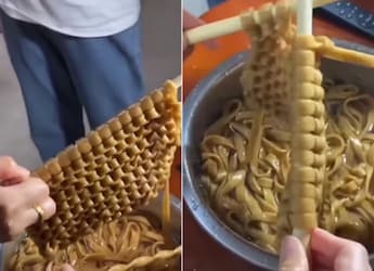 Watch: Viral Video Shows People Knitting Pasta Into A 'Sheet' Watch: Viral Video Shows People Knitting Pasta Into A 'Sheet'