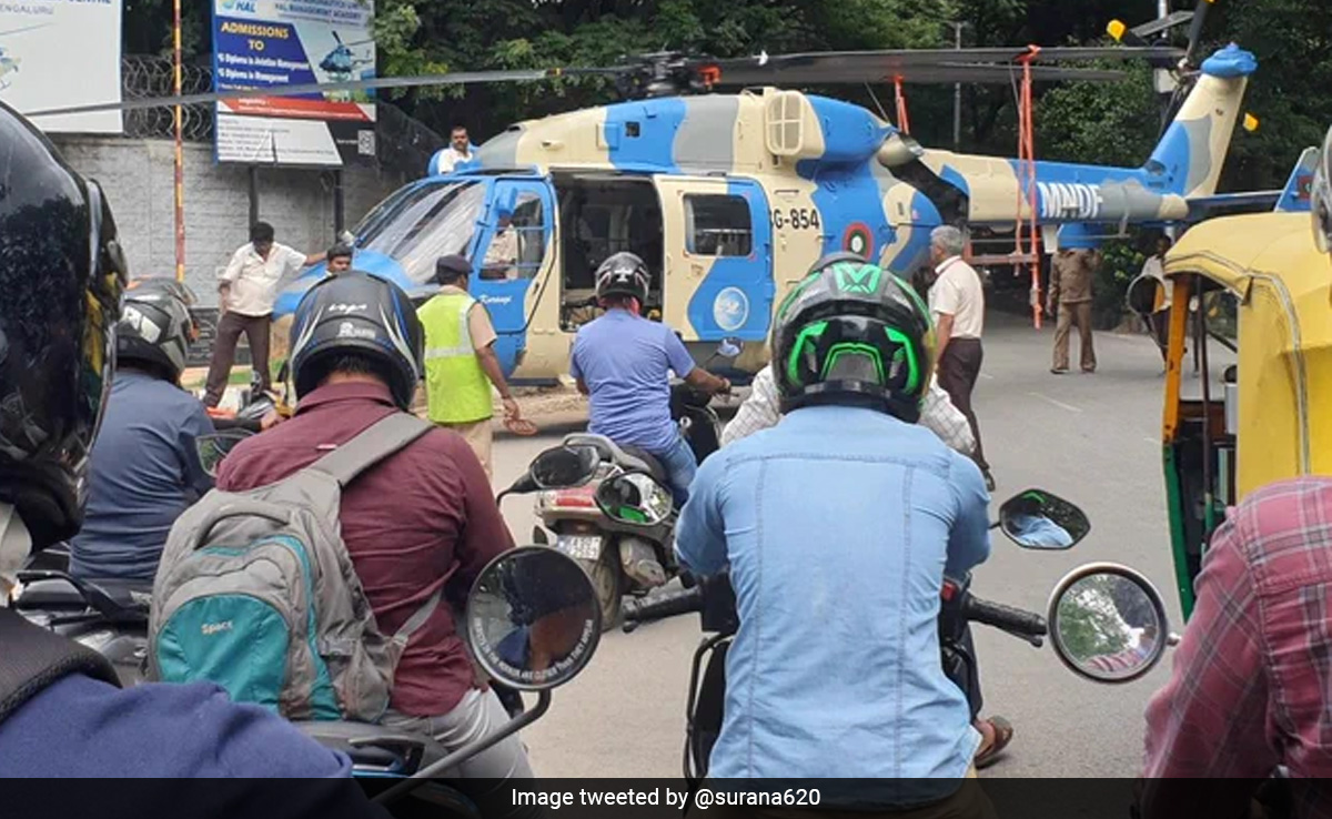 Viral Photo Claims To Shows Helicopter On Bengaluru Road, Internet Amazed