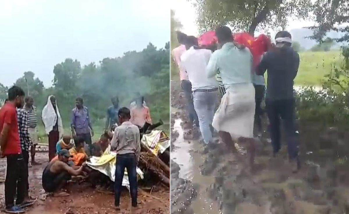 कहीं बारिश में अंतिम संस्कार, कहीं कीचड़ से निकलती शव यात्रा... विकास के दावों की पोल खोलतीं ये तस्वीरें