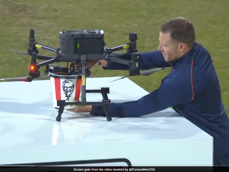 Watch: Drone Delivers KFC Chicken Bucket Mid-match, South Africa Star David Miller Devours It