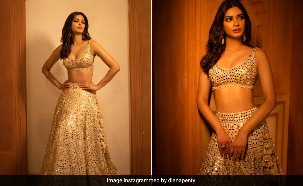 Diana Penty's Glistening Gold Mirrorwork Gopi Vaid <i>Lehenga</i> Could Easily Be The Subject Of A Bruno Mars Song