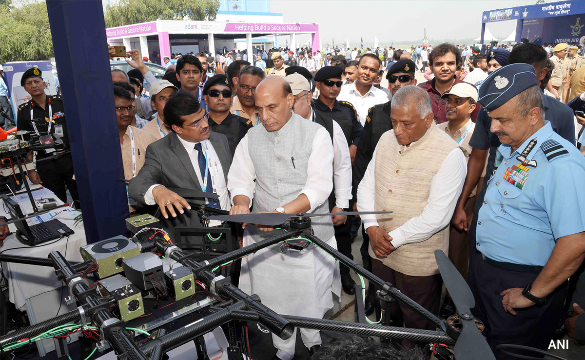 Rajnath Singh Inaugurates Mega Drone Show At Hindon Airbase In UP