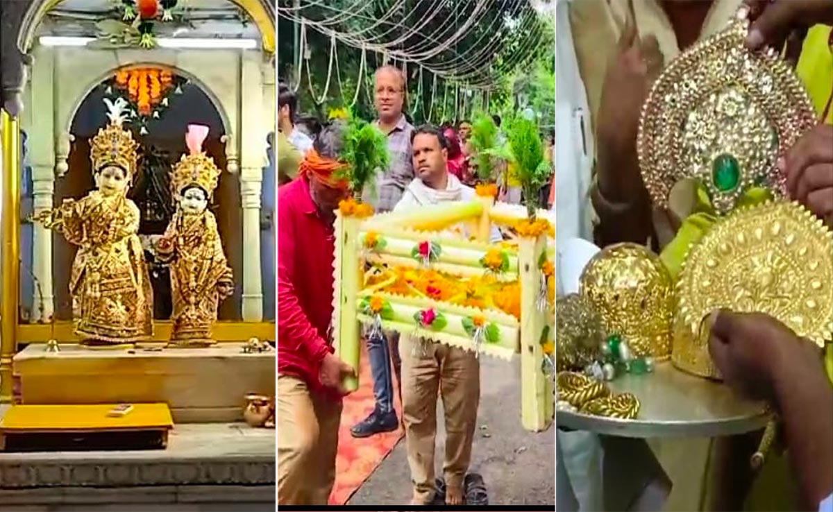 ग्वालियर : सवा सौ करोड़ के गहने से हुआ राधा-कृष्ण का श्रृंगार, लगा भक्तों का तांता