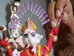 Tripura School Teacher Makes Lord Ganesha Idol With Syringes Tripura School Teacher Makes Lord Ganesha Idol With Syringes
