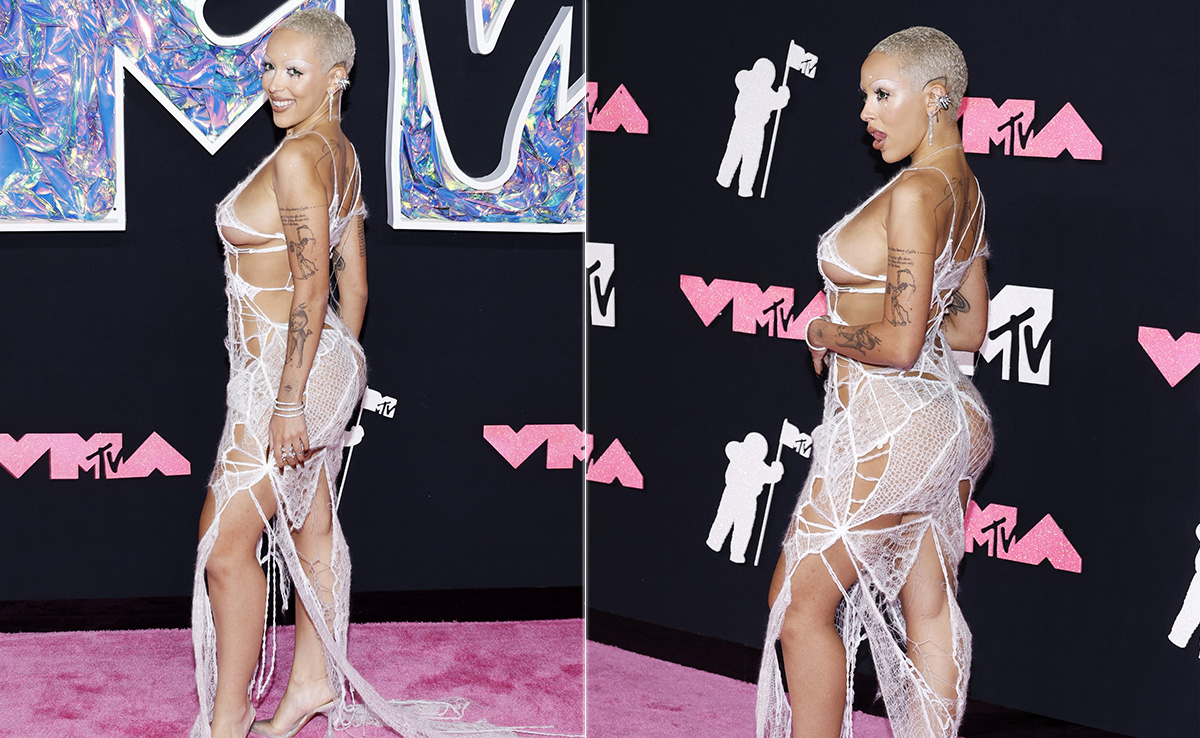 Doja Cat Wraps Us In A Web Of Her Red Carpet Style In A White Barely There Dress