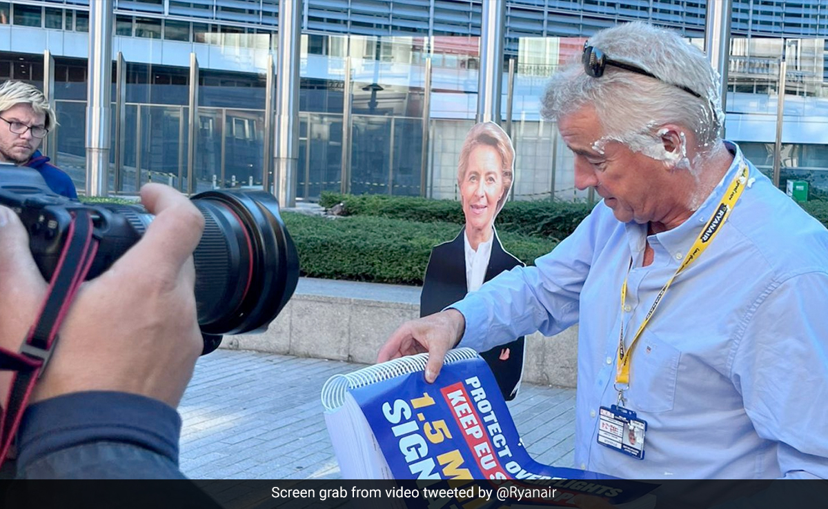 Caught On Camera: Ryanair CEO Michael O'Leary Hit With Cream Pies By Climate Protesters