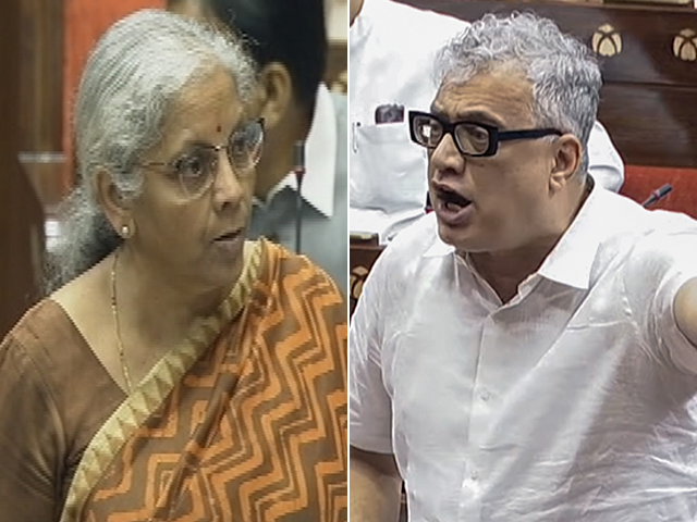 राज्यसभा में महिला आरक्षण बिल पर चर्चा के दौरान डेरेक ओ ब्रायन और  निर्मला सीतारमण आमने-सामने