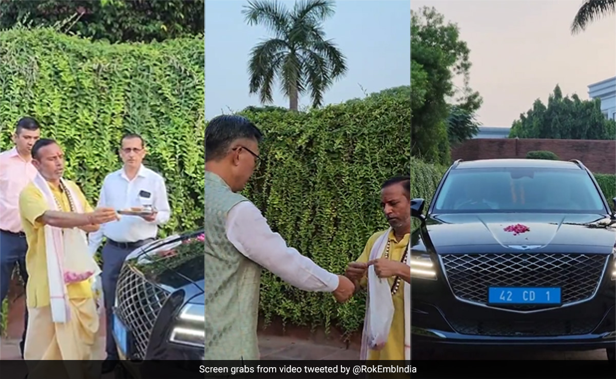 South Korean Ambassador Holds Puja For New Car