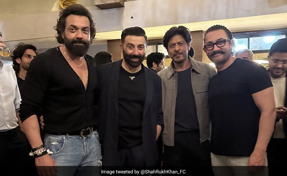 Inside Pic: Shah Rukh Khan And Aamir Khan Pose With Brothers Sunny-Bobby Deol At <i>Gadar 2</i> Success Bash