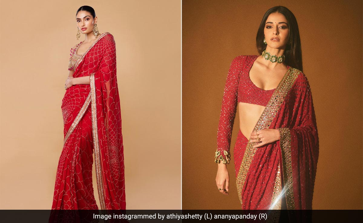 Ananya Panday And Athiya Shetty's Festive Glam Comes With Red And Gold <i>Sarees</i>