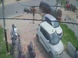 Video: UP Man Tossed In Air As Speeding Car Hits His Bike, Dies Video: UP Man Tossed In Air As Speeding Car Hits His Bike, Dies