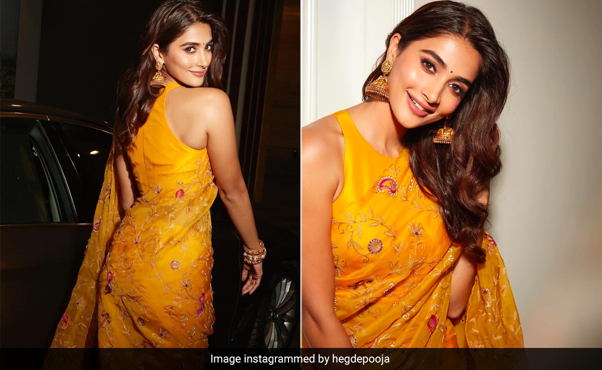 Pooja Hegde Dials Up Festive Glam In A Gleaming Yellow <i>Saree</i>
