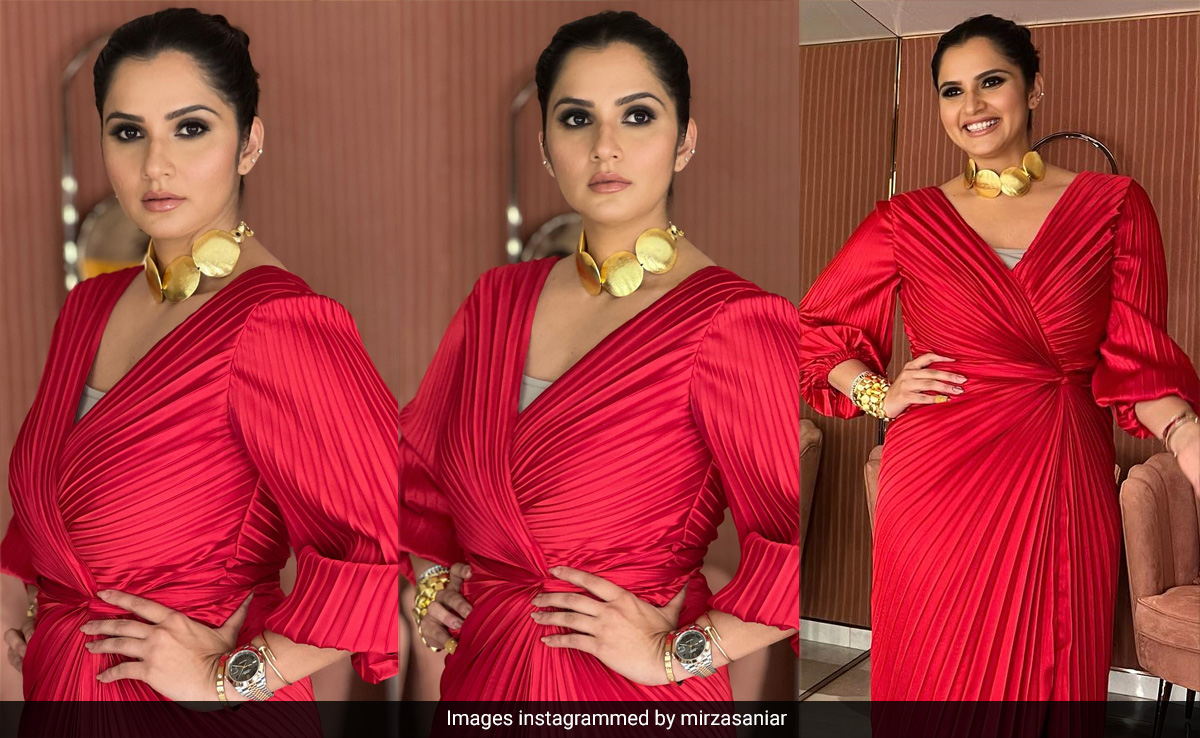 The Ball Is Always In Sania Mirza's Court When She's In A Pleated Red Maxi Dress