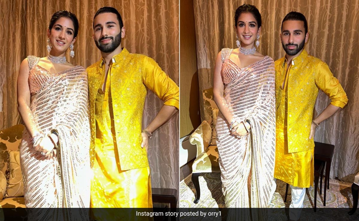 Radhika Merchant Radiates With Festive Brilliance In A Glimmering Metallic Manish Malhotra <i>Saree</i>