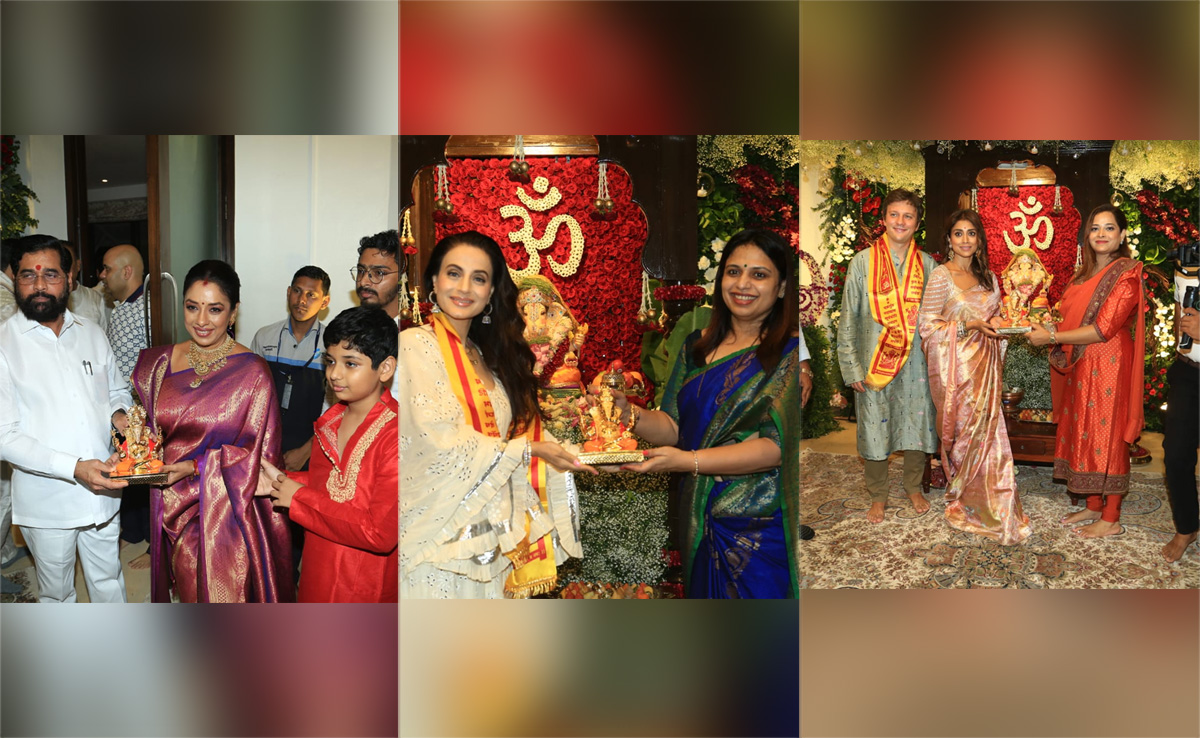 Ameesha Patel, Shriya Saran, Rupali Ganguly And Others Lit Up Eknath Shinde's Ganesh <i>Utsav</i>