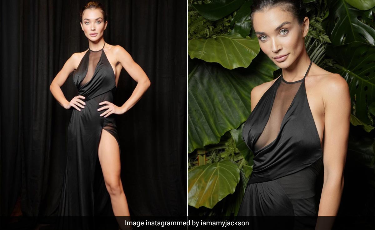Amy Jackson's Version Of LBD Glam Includes A Daring Thigh-High Slit At Milan Fashion Week 2023