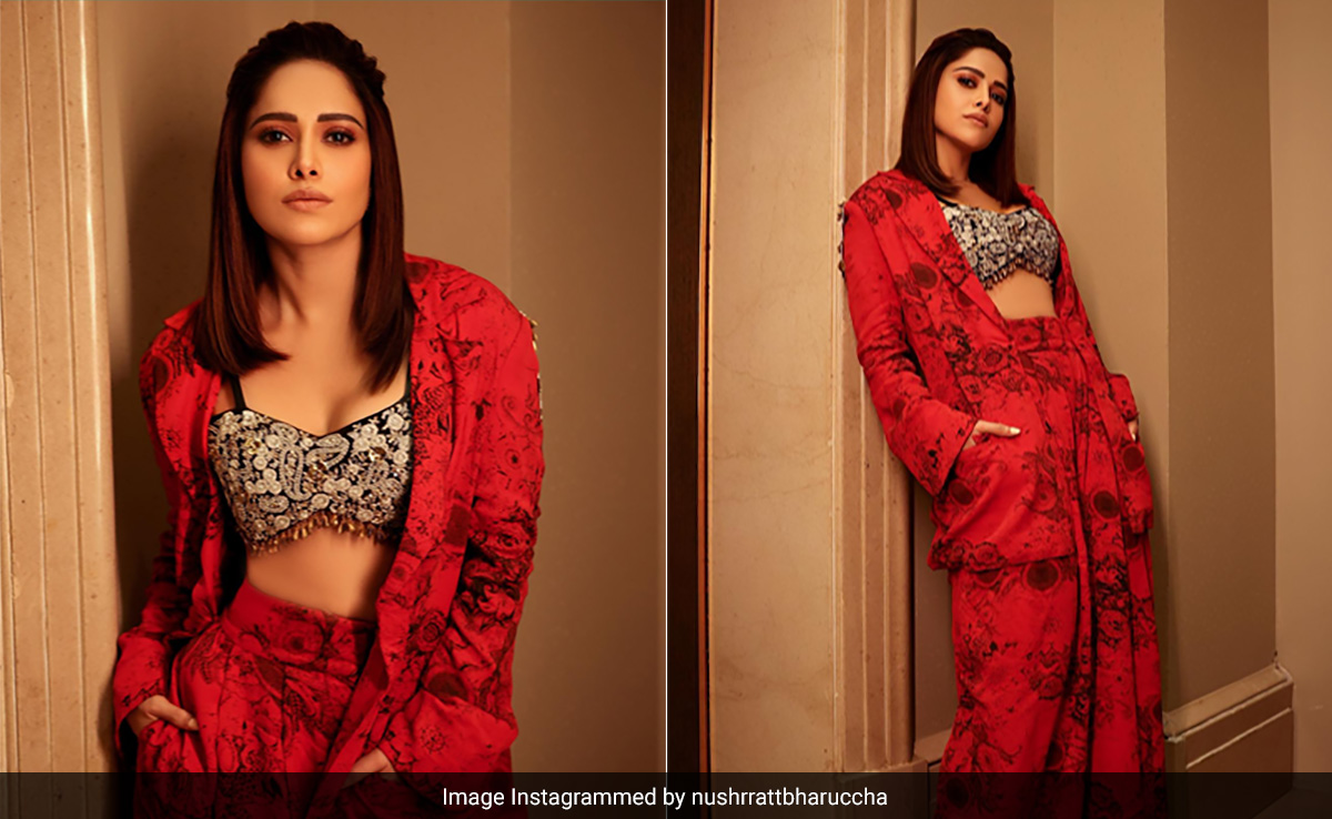 Nushrratt Bharuccha's Printed Pantsuit Is Just What The Start Of A Hassle-Free Festive Season Looks Like