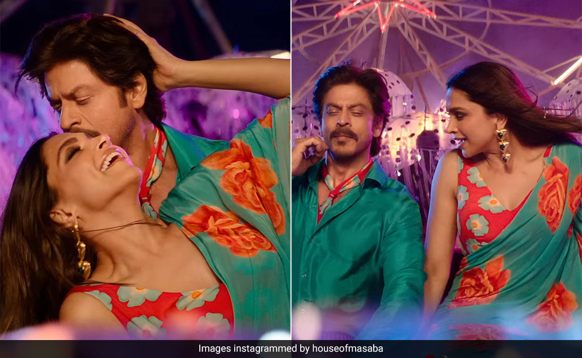 Deepika Padukone's House Of Masaba Teal <i>Saree</i> In <i>Jawan</i> Is All Things Flowery