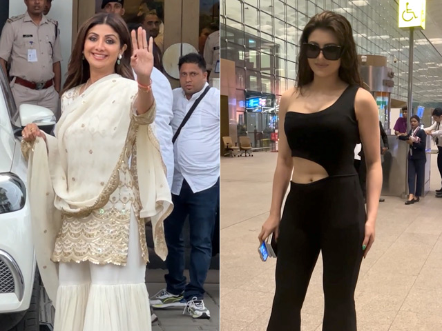 शिल्पा शेट्टी और उर्वशी एयरपोर्ट पर शानदार लुक में आईं नज़र