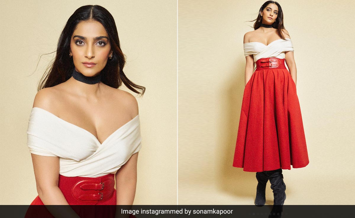Sonam Kapoor Is Back, "Painting The Town Red" In An Off-Shoulder Top And Flared Skirt