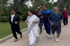 Watch: Jogging In Saree, Slippers, Mamata Banerjee's Insta Post From Spain Watch: Jogging In Saree, Slippers, Mamata Banerjee's Insta Post From Spain