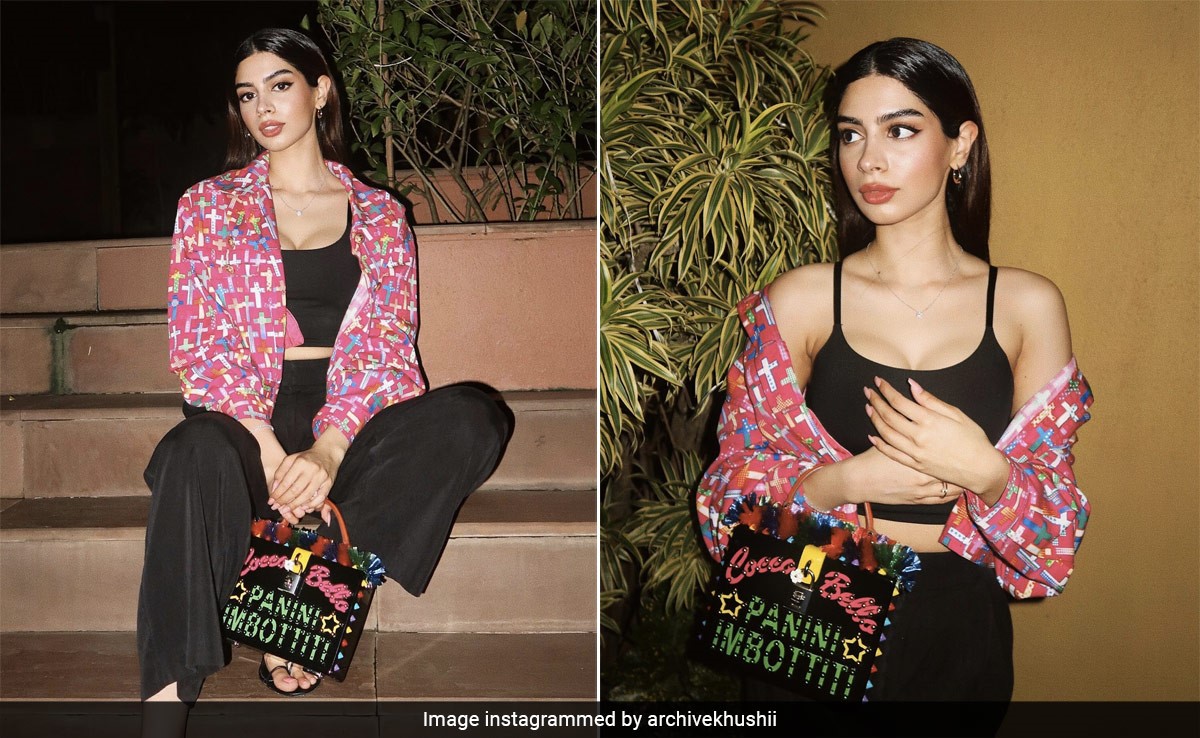 Khushi Kapoor's Rs. 3.45 Lakh Dolce & Gabbana Box Bag Gives Her Black Look A Chic Pop Of Colour