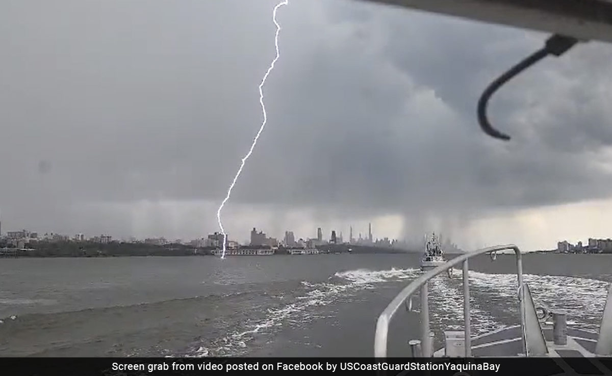 "Too Close For Comfort": US Coast Guard Video Shows Lighting Strike In New York City