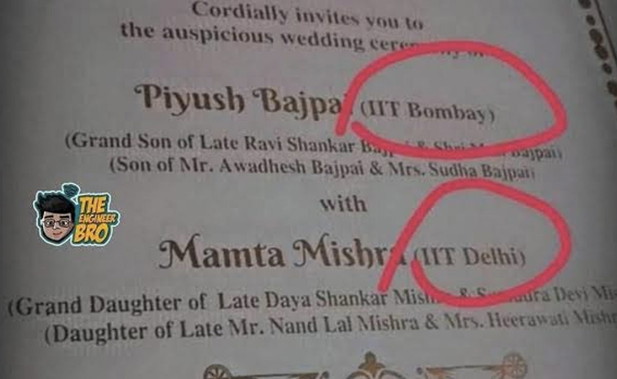 Old Pic Of Wedding Card Mentioning IIT Degrees Of Couple Resurfaces