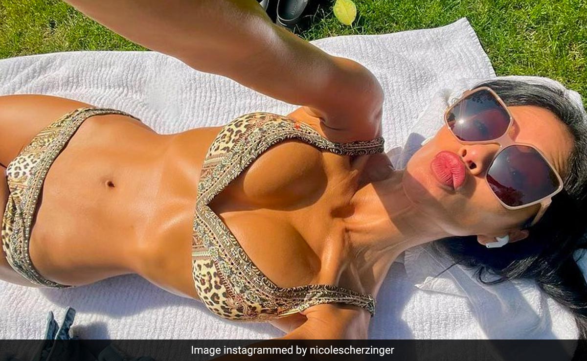 In Leopard Printed Swimwear And Shades, Nicole Scherzinger Shows Us Her Way To Relax In A London Park