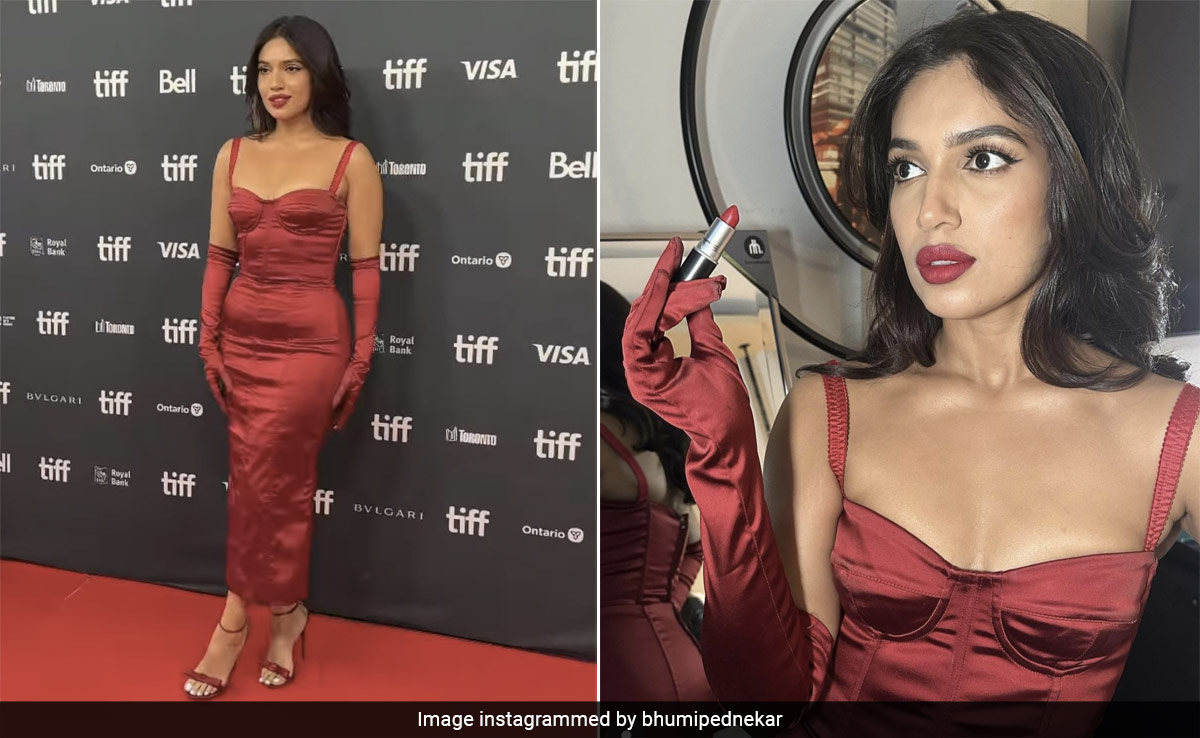 Bhumi Pednekar Tops Up The Drama In A Fiery Red Dolce And Gabbana Dress And Gloves At TIFF