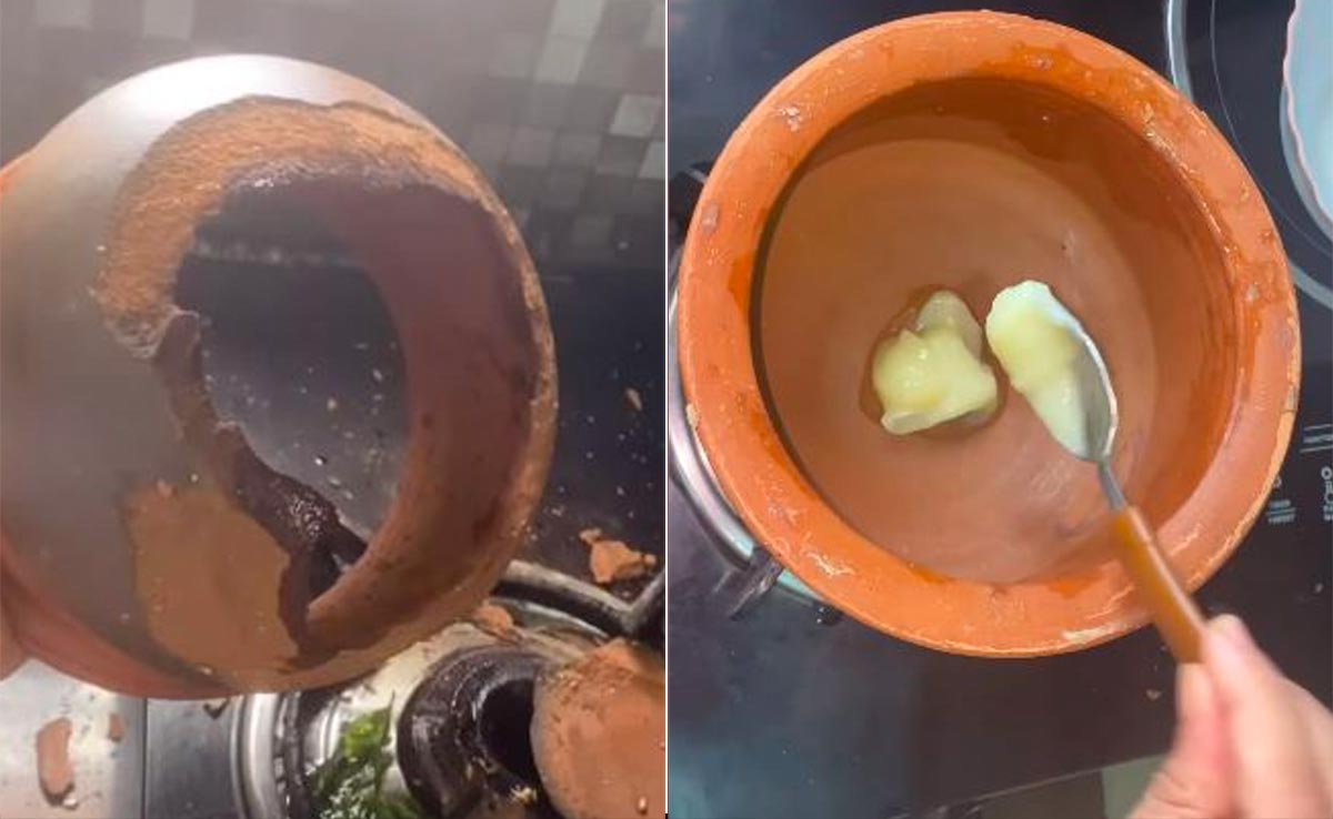 When Cooking Went Wrong - Viral Video Shows Clay Pot Accident On Gas Stove