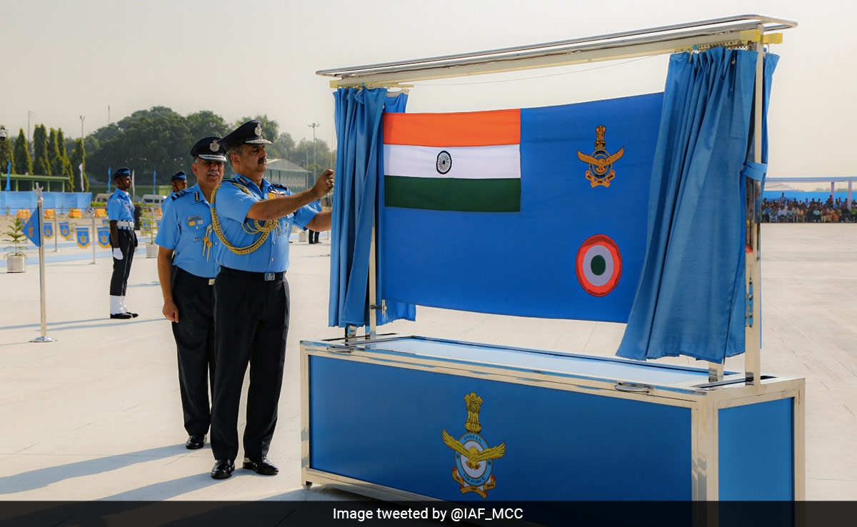 Air Chief Unveils New Ensign At Air Force Day Parade In Prayagraj