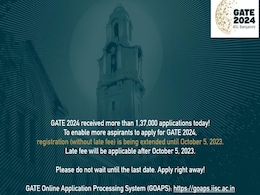 GATE 2024: लेट फीस से बचना है तो आज ही करें गेट परीक्षा के लिए आवेदन, आज है आखिरी मौका GATE 2024: लेट फीस से बचना है तो आज ही करें गेट परीक्षा के लिए आवेदन, आज है आखिरी मौका