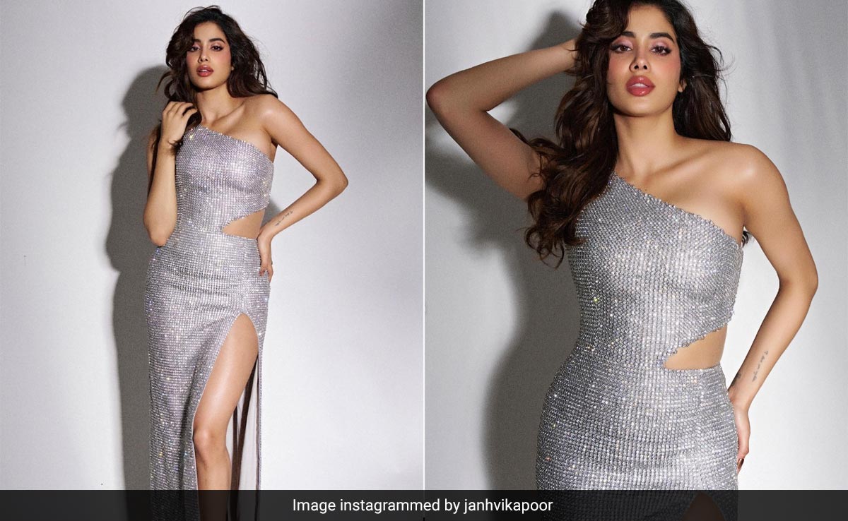 Janhvi Kapoor's Slinky Silver Sequin Cutaway Gown Was Made For Red Carpet Nights