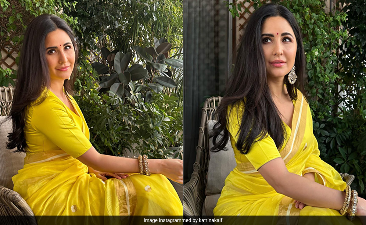 Katrina Kaif's Yellow Raw Mango <i>Saree</i> Is A Ray Of Sunshine For Minimalist Festive Fashion
