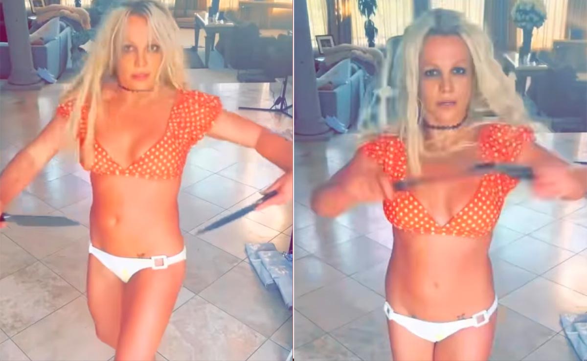 In Orange And White Polka Dots, Britney Spears' Love For Prints Is Only Getting "Stronger"
