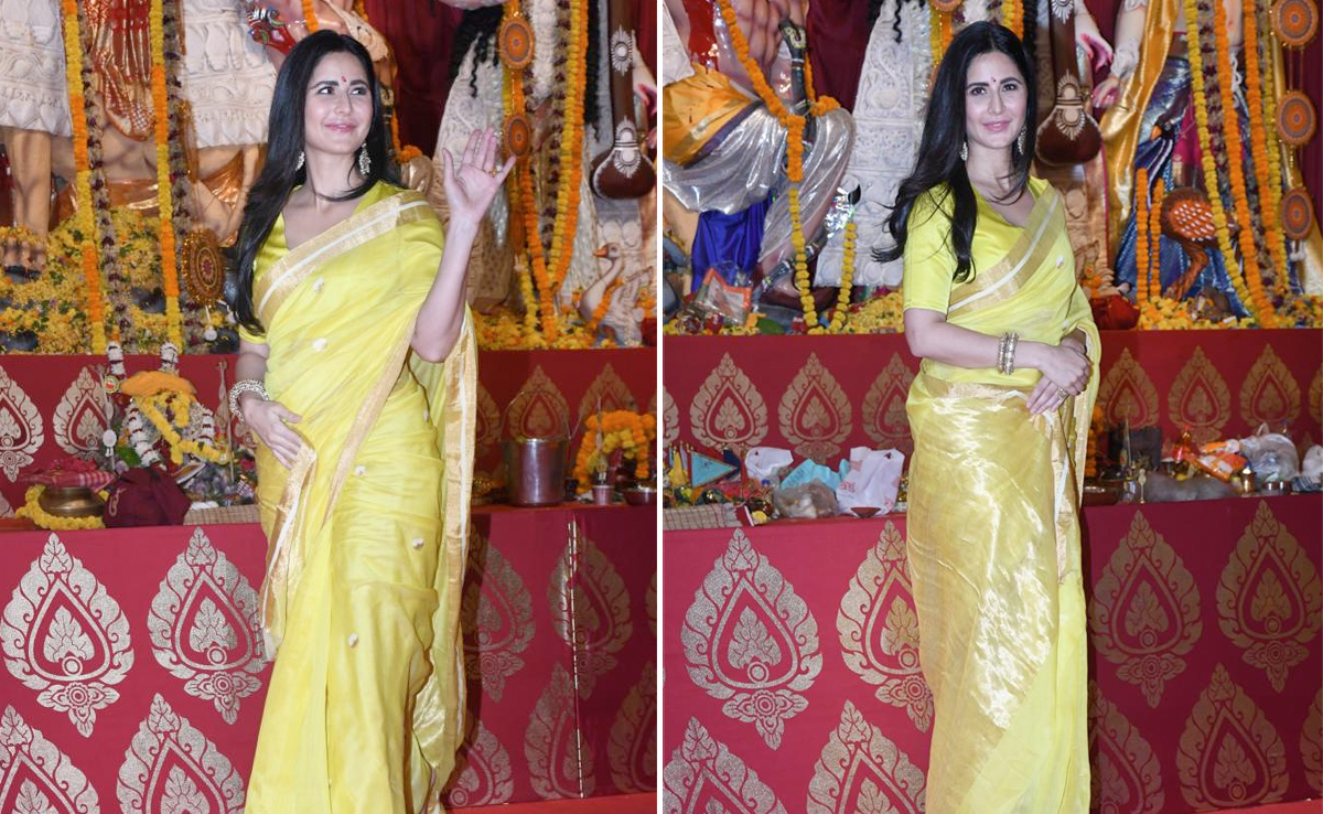 Katrina Kaif In A Rs 19K Raw Mango <i>Saree</i> Brings Sunshine To The Festive Fervour