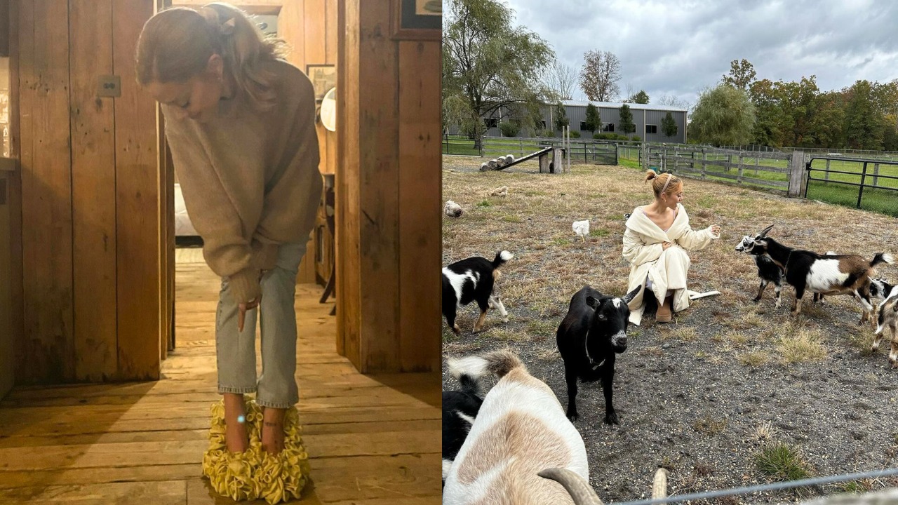 What's Not To "Loewe" About Ariana Grande's Comic Balloon Pump Shoes At The Farm