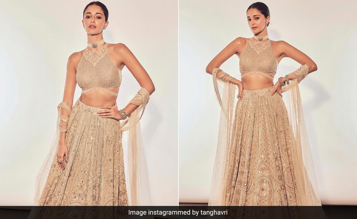 Ananya Panday Is No Less Than A Golden Festive Goddess In A Tarun Tahiliani <i>Lehenga</i>