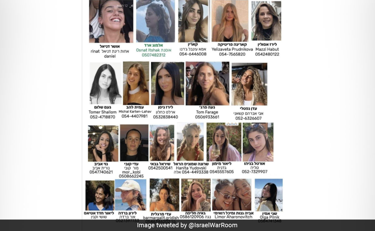 ''Missing Israelis'': Viral Post Shows Pics Of Men And Women Kidnapped By Hamas