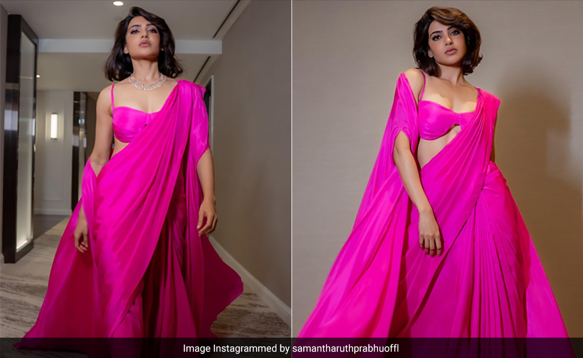 Samantha Ruth Prabhu Gives A Festive Spin To Barbiecore In A Bright Pink <i>Saree</i> With A Cape