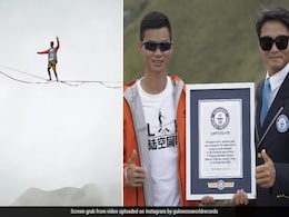 Chinese Athlete Shi Hailin Sets Guinness World Record For 100-Meter Slackline Walk Chinese Athlete Shi Hailin Sets Guinness World Record For 100-Meter Slackline Walk