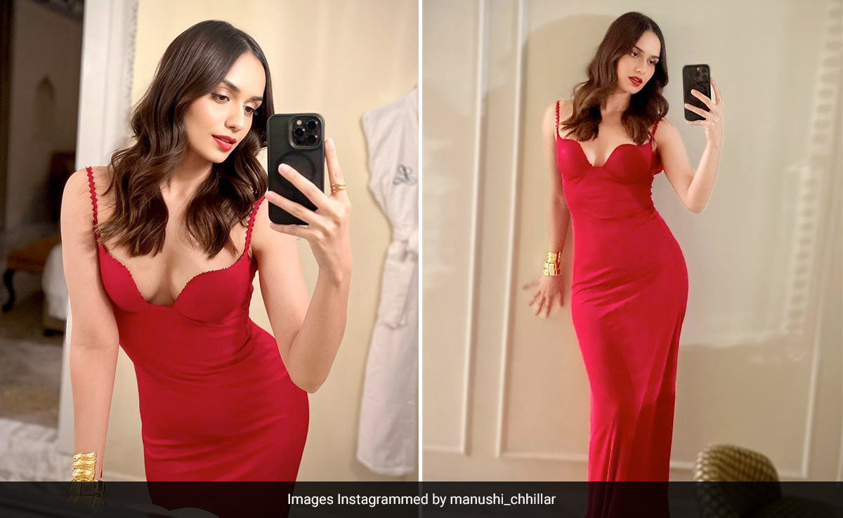 Manushi Chhillar Serves Date Night Goals In A Rs 1.1 Lakh Shivan and Narresh Red Gown