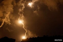 Explosions Rock Gaza City In The Night Amid Blackout Explosions Rock Gaza City In The Night Amid Blackout