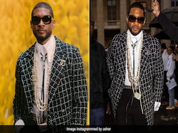 Usher's Tweed Jacket With Pearl Necklaces And A Mini Chanel Bag Pendant Has Got All Of Our Attention Usher's Tweed Jacket With Pearl Necklaces And A Mini Chanel Bag Pendant Has Got All Of Our Attention