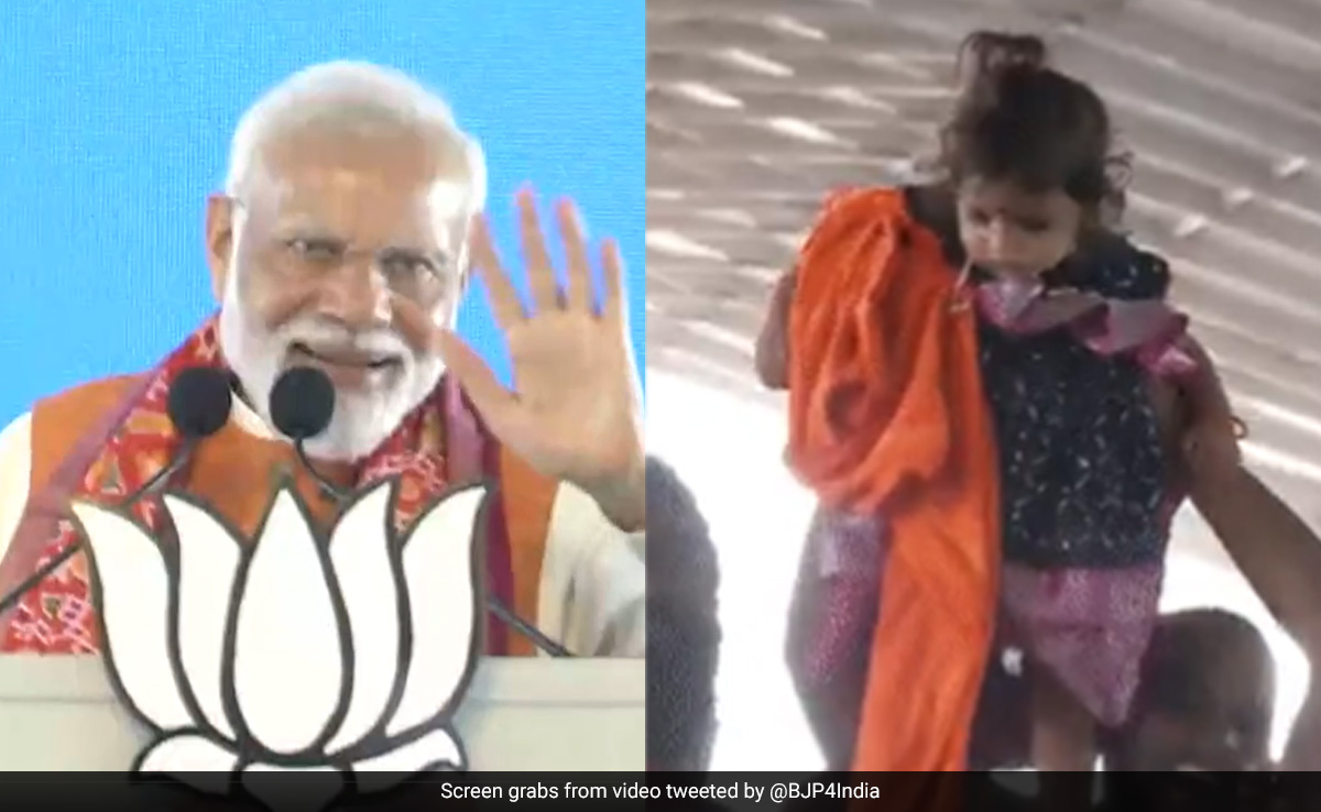 PM Modi Shares A Special Moment With <i>''Pyaari Si Gudiya''</i> During Telangana Rally