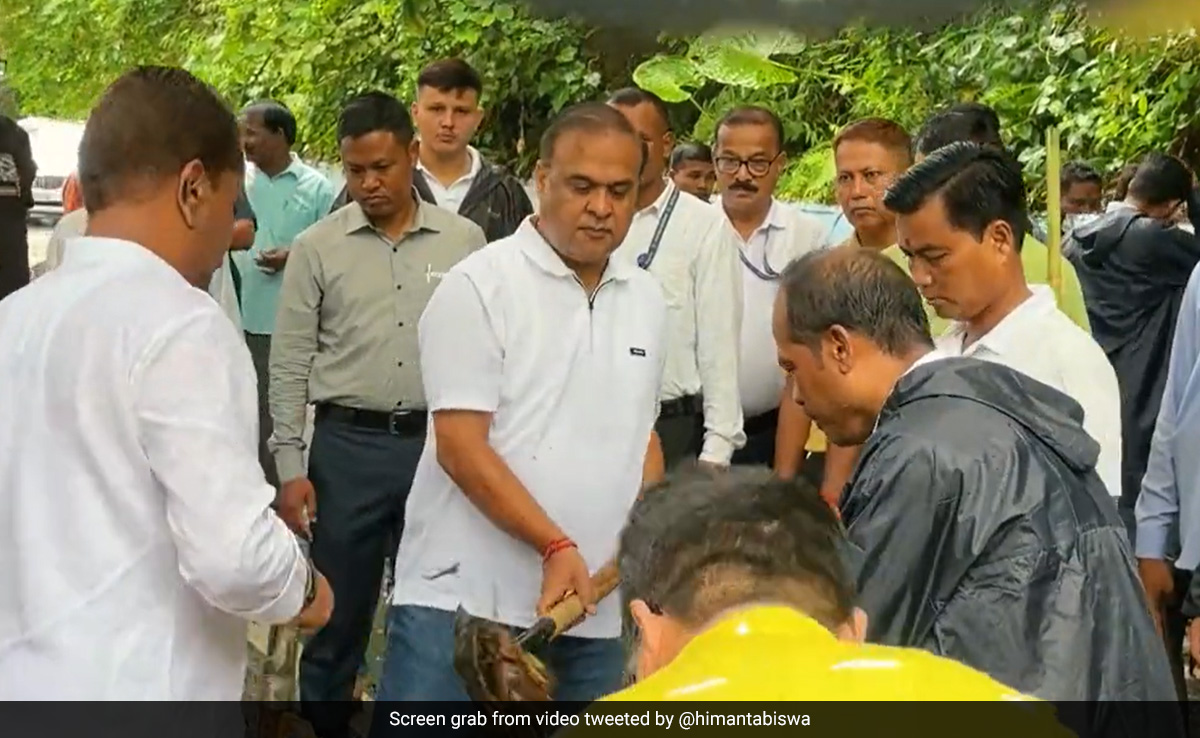 Himanta Sarma Cleans Road, Washes Gandhi Statue's Feet On "PM's Call"