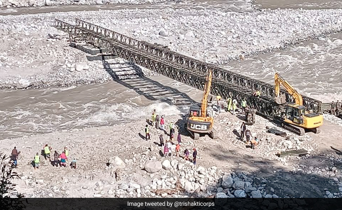 Watch: How Indian Army Reconnects Flood-Hit Areas With 150-Foot Bridge In Sikkim