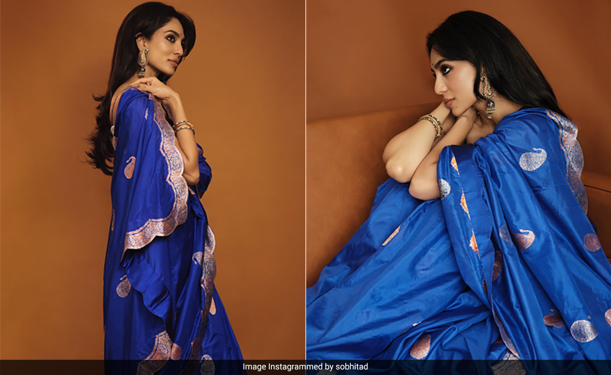 Sobhita Dhulipala's Royal Blue And Gold Ekaya Banaras <i>Saree</i> Was A "Game Changer" In Itself