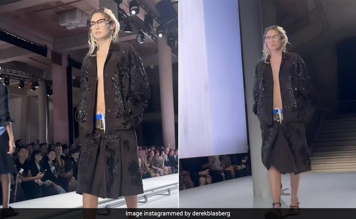 Gigi Hadid Does Double Duty At Paris Fashion Week With Miu Miu's Skirt Suit And Chanel's Pant Suit